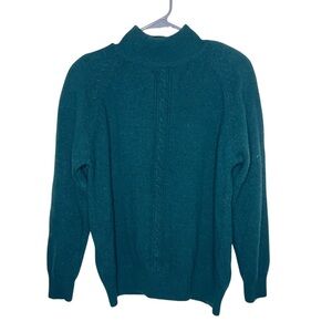 Vintage Lambswool & Angora Green Knit Turtleneck Sweater XL